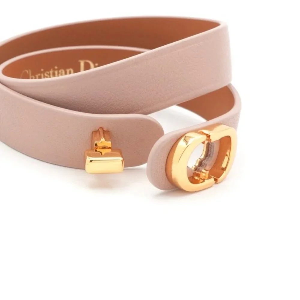 Christian Dior 30 Montaigne Bracelet Double Bracelet CD Logo Leather Pink - Picture 4 of 7
